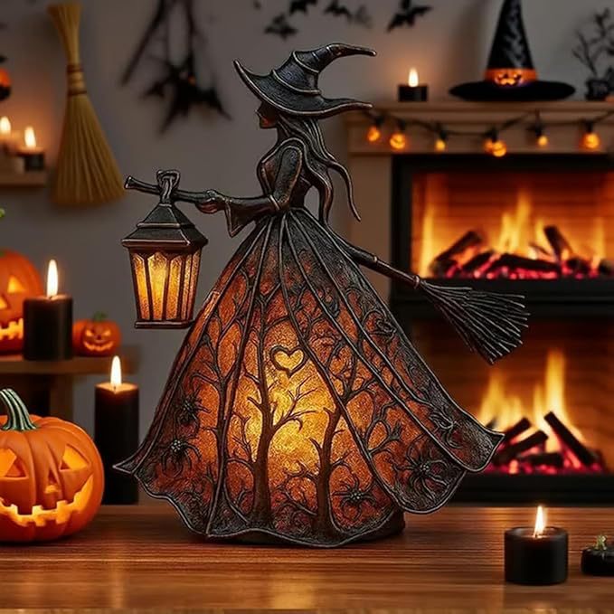 🧙♀️Лампа за вещица за Хелоуин, уникална декоративна фигурка на настолна лампа, подходяща за декорация на дома, верандата, офиса, партита, може да се използва като подарък за Хелоуин.