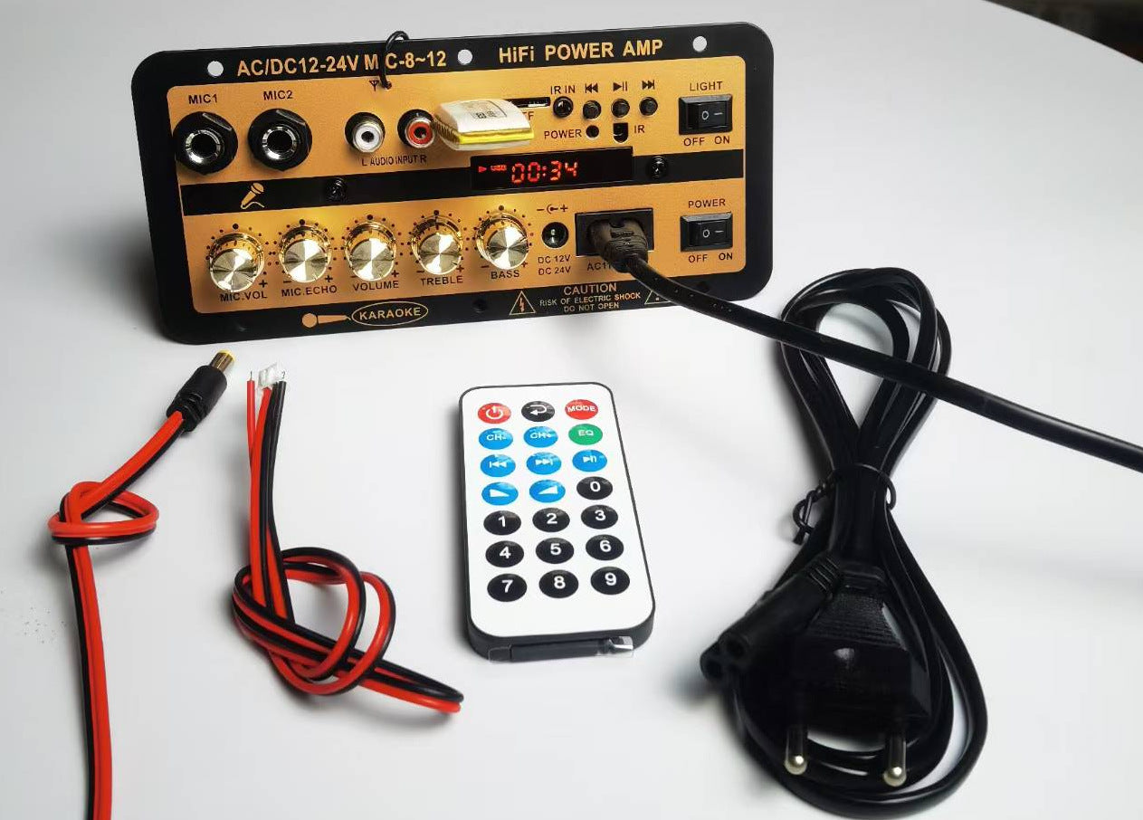 💥🎵【Гореща разпродажба】12V/24V Bluetooth DSP усилвател с екран, TF/USB слот, за автомобилни системи