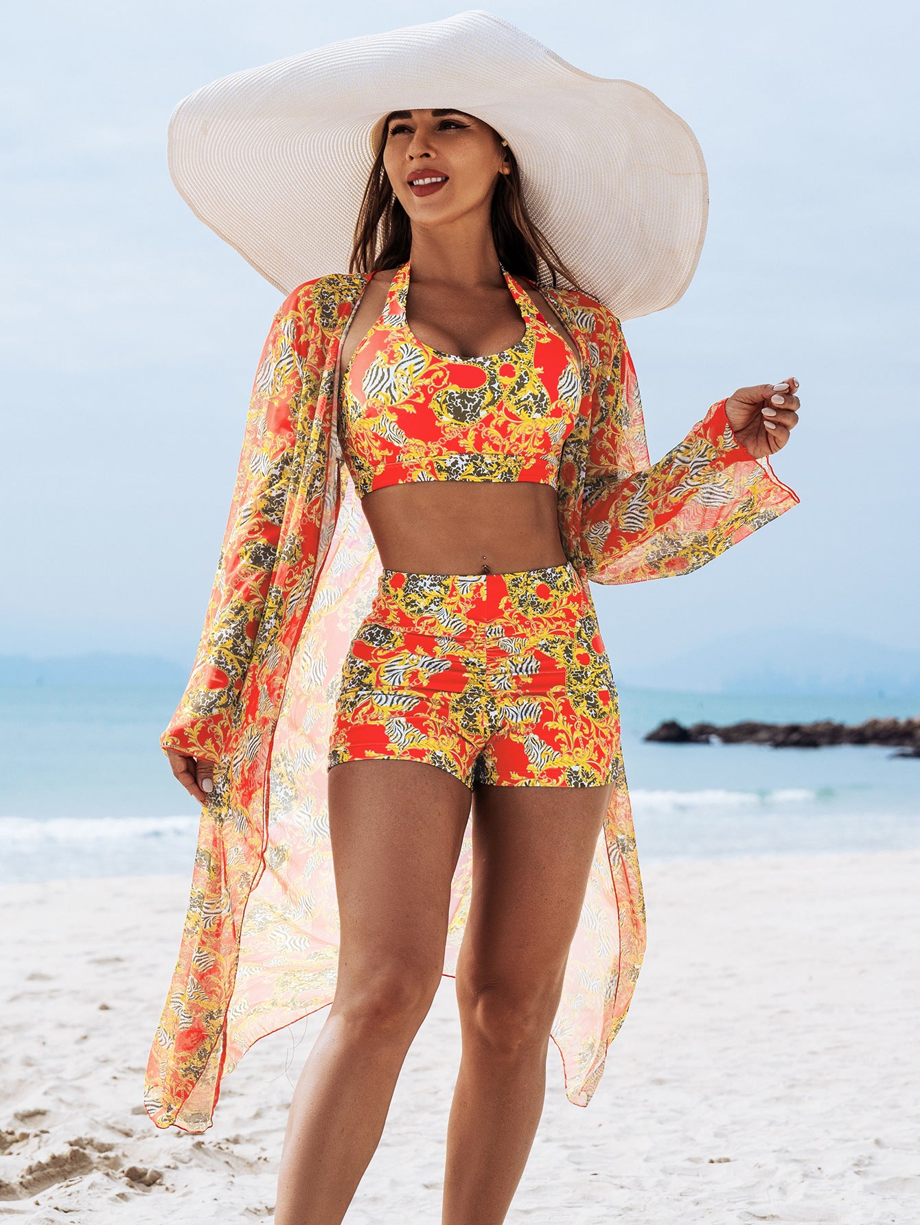 ☀️【Купете 1, вземете 1 безплатно】👙【S-2XL】Висококачествен секси дамски бикини от три части с щампа