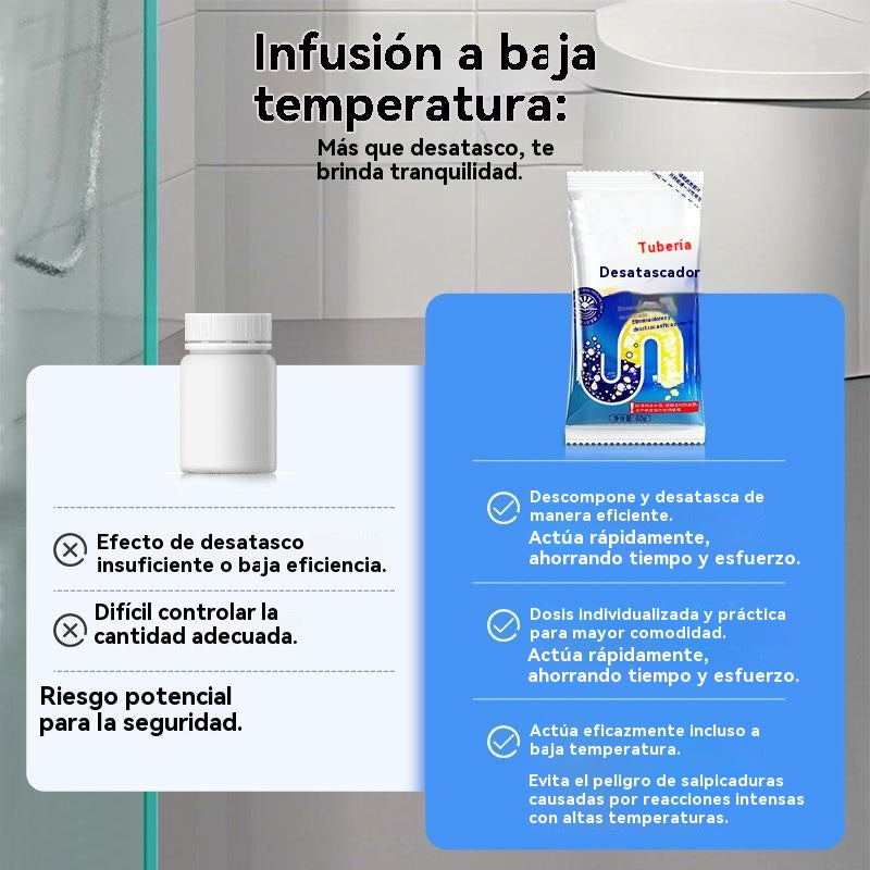 【Compra 3 y llévate 3 gratis】Polvo efervescente limpiador de tuberías|Disuelve grasa y obstrucciones al instante, elimina olores y sarro, no daña las tuberías, reembolso garantizado