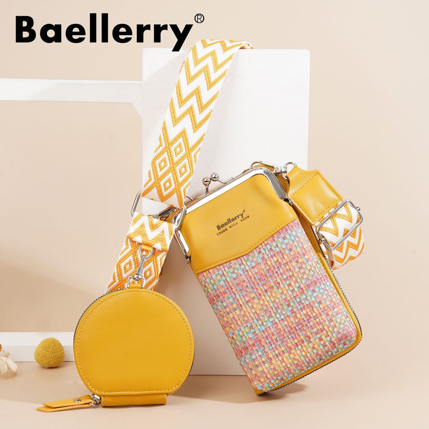 🎁【Купете 1, вземете 1 безплатно】👛Нова чанта за телефон, портфейл и чанта за през рамо от Baellerry в контрастен цвят