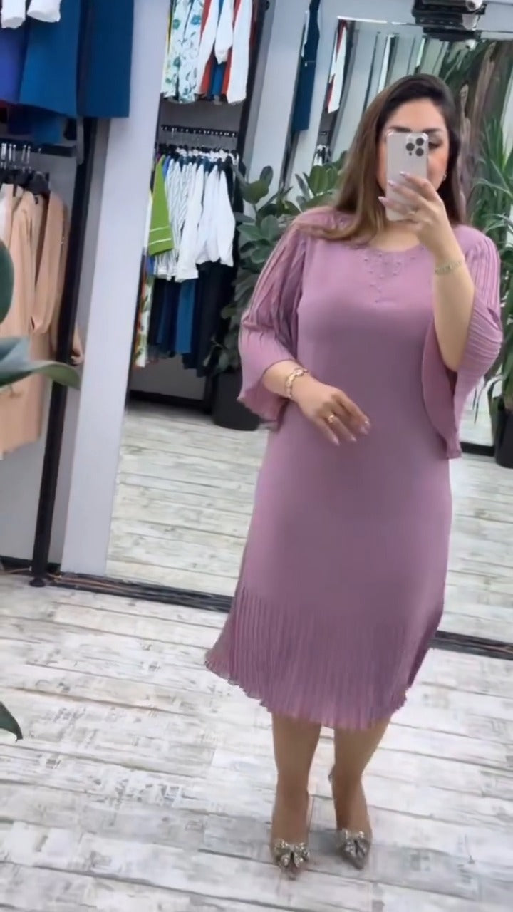 【🥇Супер стойност】(S-5XL) 💋 Висококачествена шифонена рокля, едноцветна