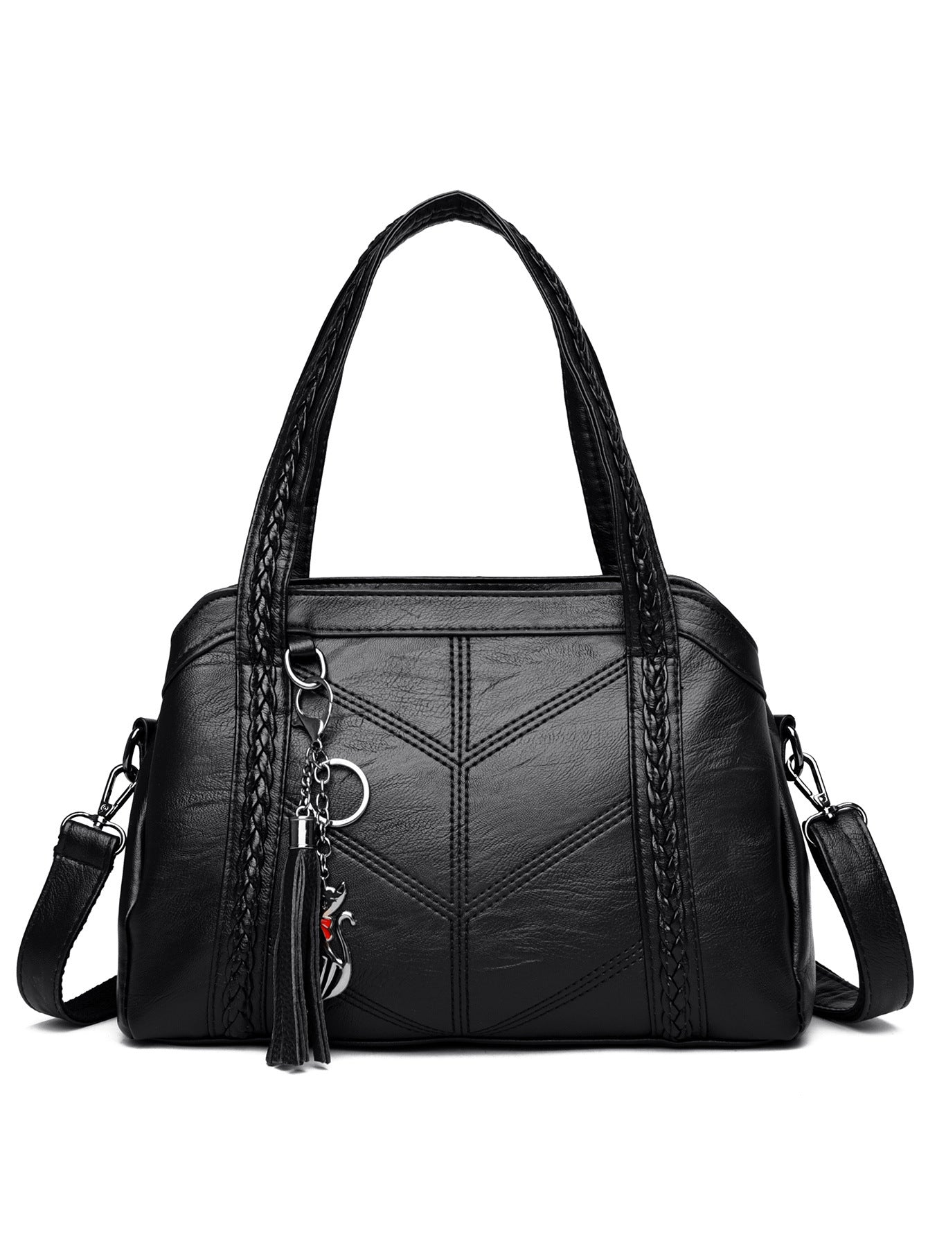 👜💟【50% ОТСТЪПКА】Мека кожена чанта, дамска чанта, голям капацитет, три отделения, водоустойчива и устойчива на надраскване