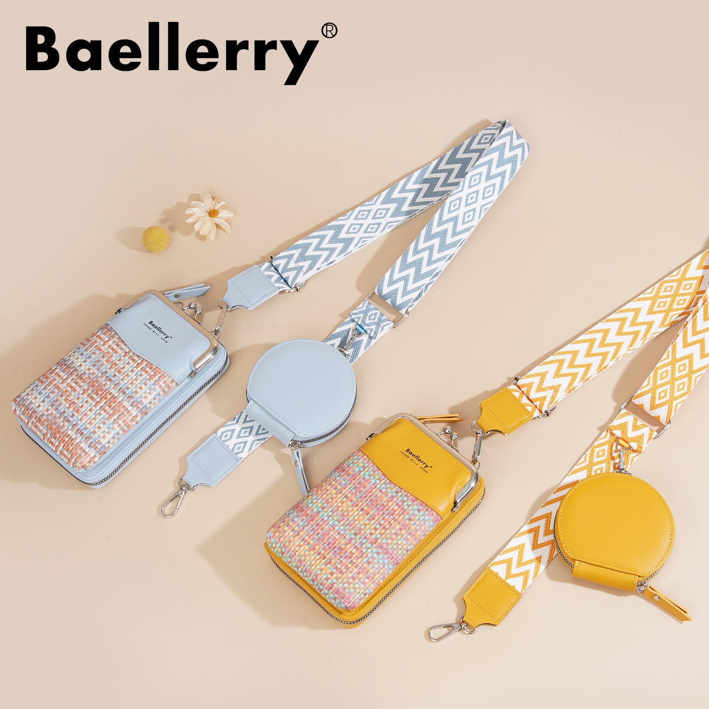 🎁【Купете 1, вземете 1 безплатно】👛Нова чанта за телефон, портфейл и чанта за през рамо от Baellerry в контрастен цвят