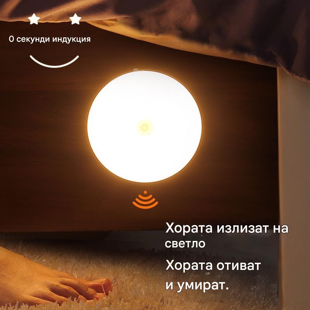 🏡💡【Купи 1, вземи 1】2 броя 42 BGN,Интелигентна LED лампа с човешки сензор, удобна и практична за презареждане