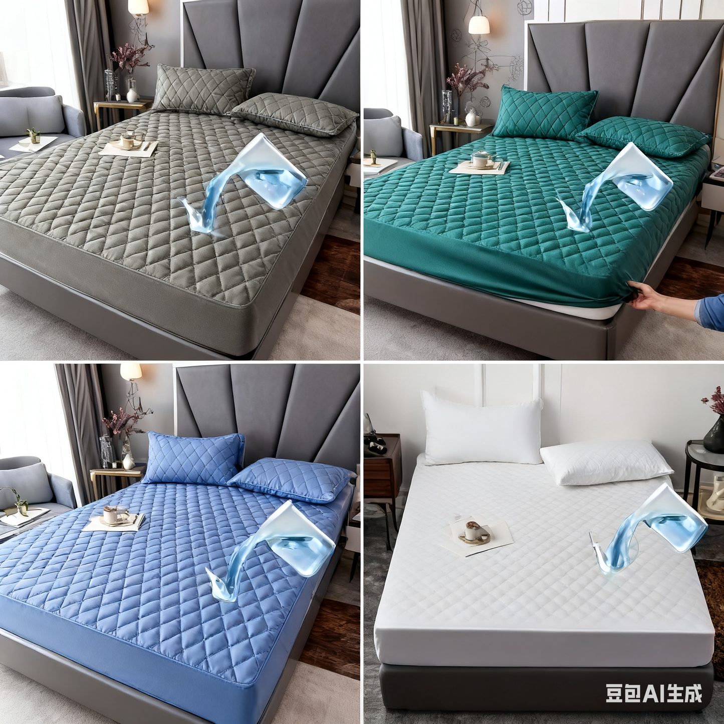 🛏【180*200】Водоустойчив калъф за легло с поларена подплата и памучни щипки, калъф за матрак за спалня.