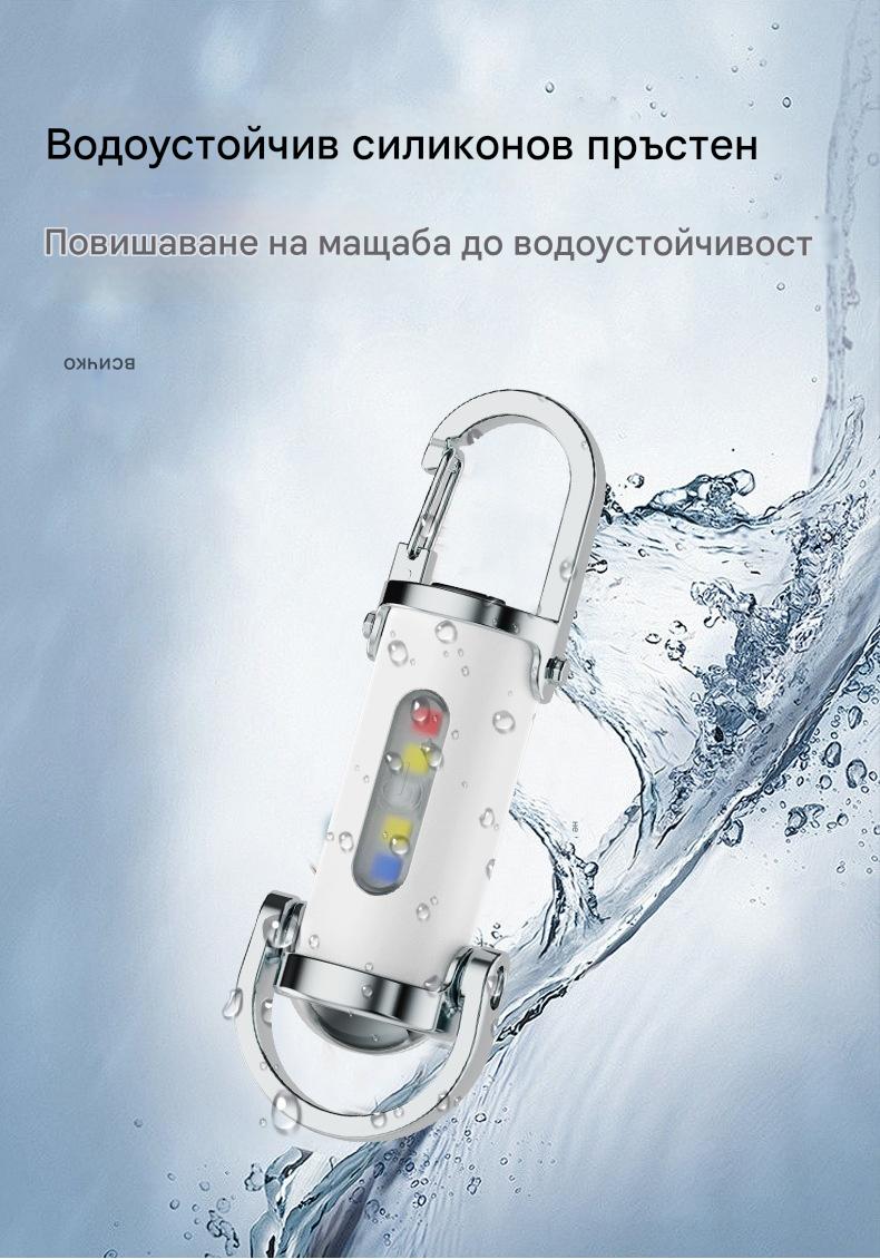 🔥Страхотна разпродажба🔥Супер ярък водоустойчив мини фенерче с ключове и светлинен поток от 1200 лумена