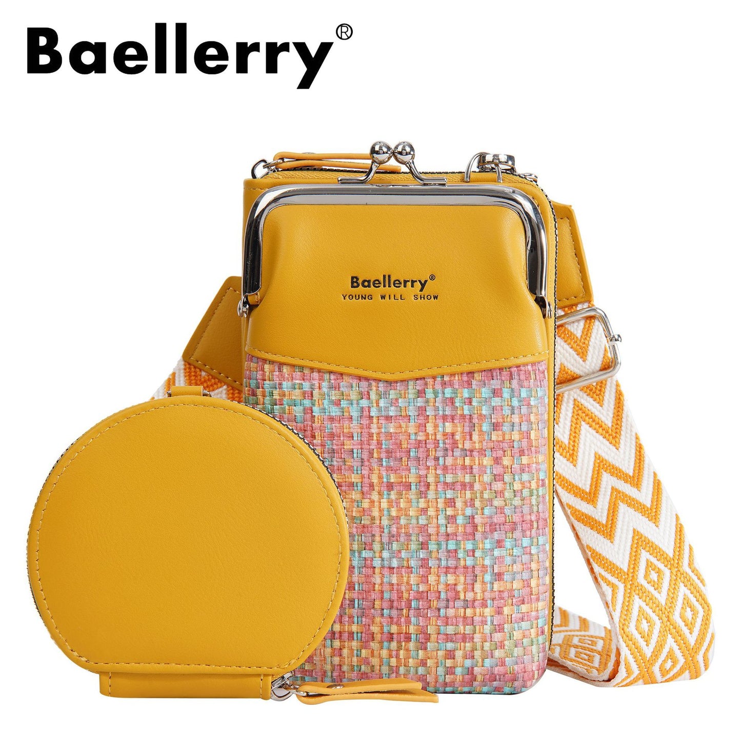 🎁【Купете 1, вземете 1 безплатно】👛Нова чанта за телефон, портфейл и чанта за през рамо от Baellerry в контрастен цвят