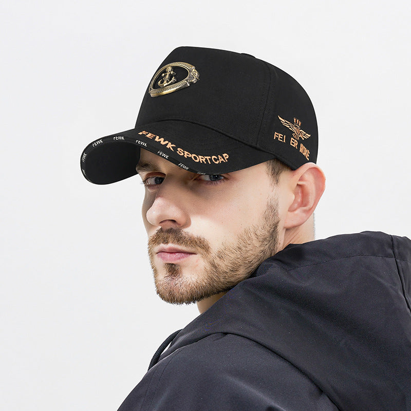 30% ОТСТЪПКА🧢🔥Оригинална бейзболна шапка с метално лого на Anchor, петпанелен слънцезащитен капак, висока подметка