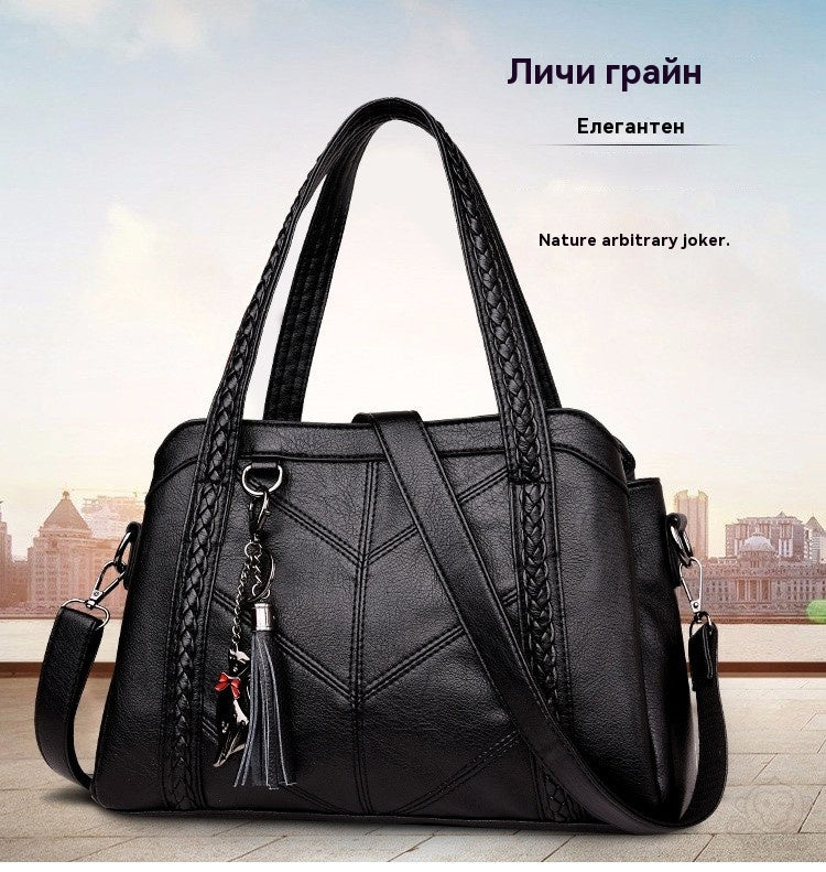 👜💟【50% ОТСТЪПКА】Мека кожена чанта, дамска чанта, голям капацитет, три отделения, водоустойчива и устойчива на надраскване
