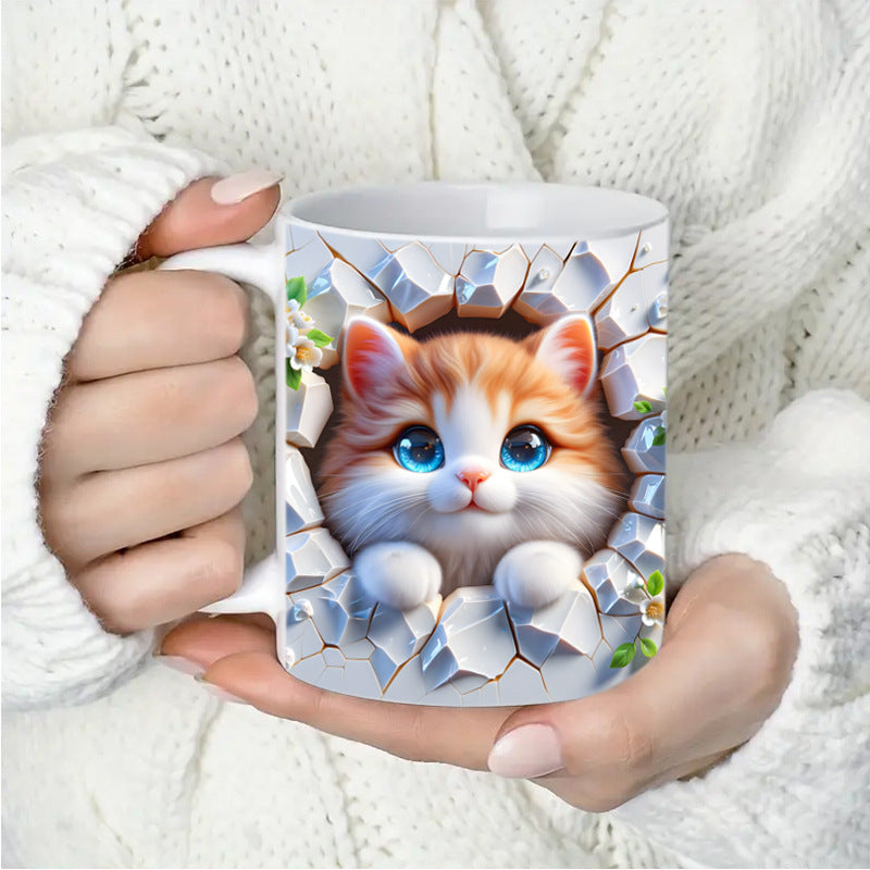 🎁【Купете едно, вземете второ безплатно】Креативна чаша за кафе с коте, отличен подарък
