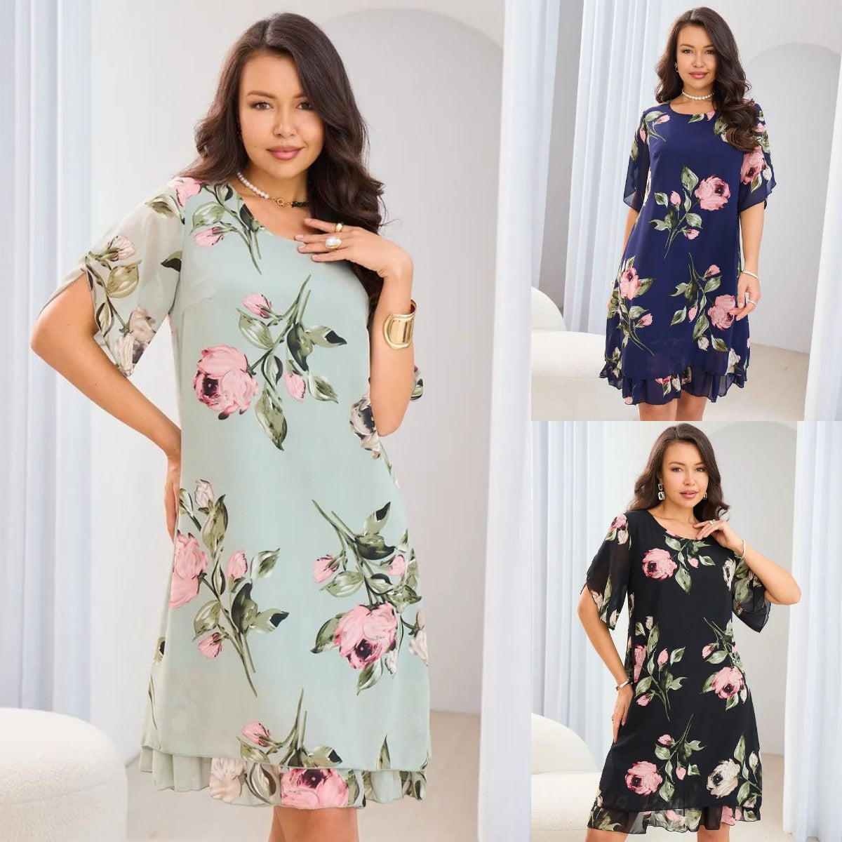 💐【Купете 1, вземете 1】【S-5XL】Елегантна рокля с щампа