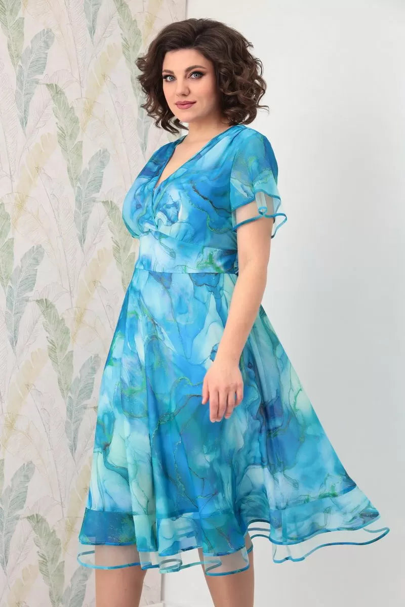 💥🔥Гореща разпродажба💕【S-5XL】👗Елегантна рокля с щампа и волани