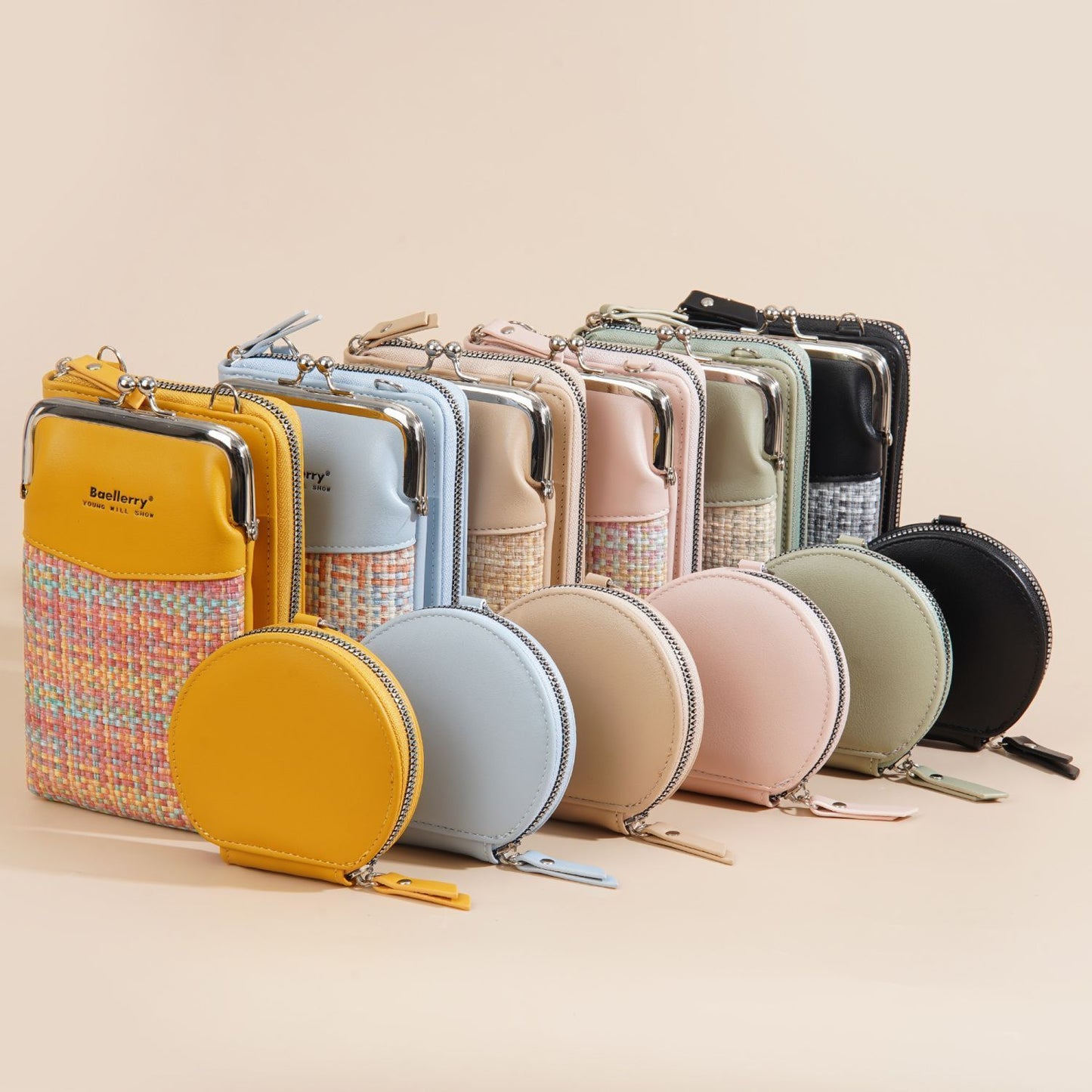 🎁【Купете 1, вземете 1 безплатно】👛Нова чанта за телефон, портфейл и чанта за през рамо от Baellerry в контрастен цвят