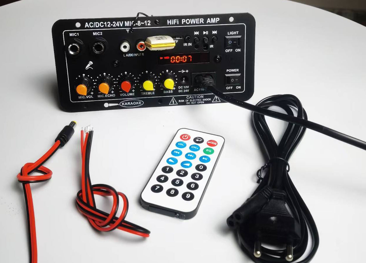 💥🎵【Гореща разпродажба】12V/24V Bluetooth DSP усилвател с екран, TF/USB слот, за автомобилни системи
