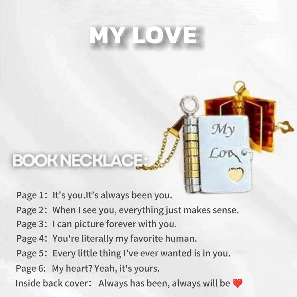 【Купете 1, вземете 1 безплатно】Колие My Book, подходящо за дъщеря, син или приятелка, подарък за рожден ден, бижута за любов за завършване