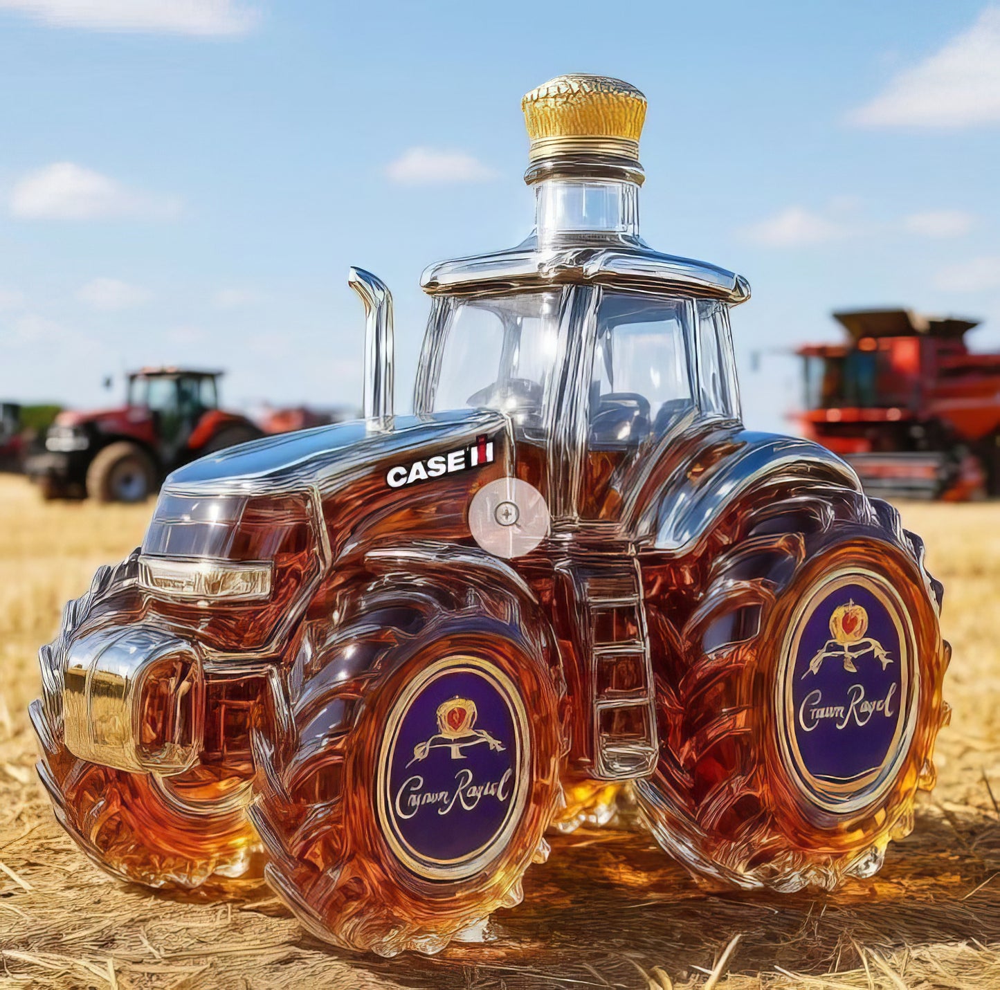 🔥【Купете 1, вземете 1 безплатно】🚜Ретро бутилка вино с селскостопански трактор,🎁🎁Креативни запечатани декорации за бутилки уиски