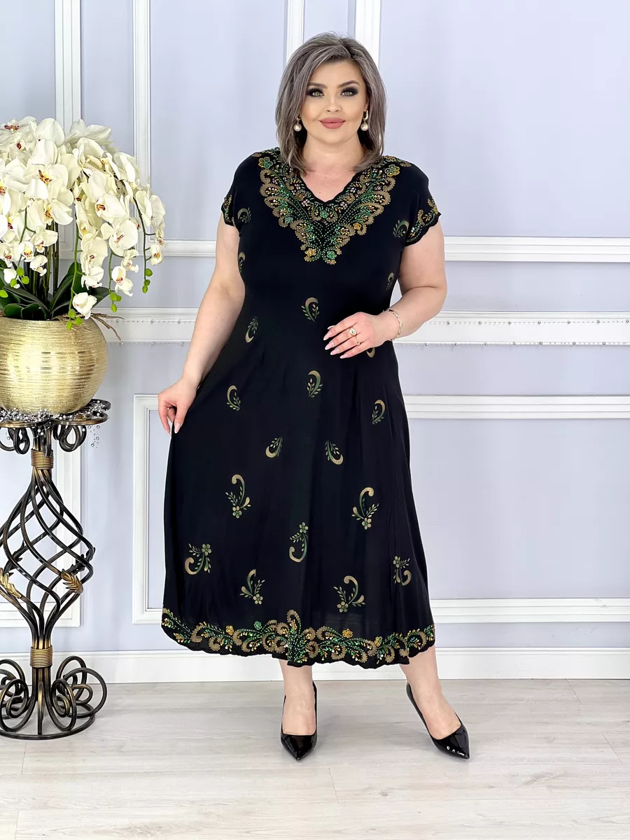 💥【S-5XL】💃 Елегантна рокля с щампа и бродерия 2025