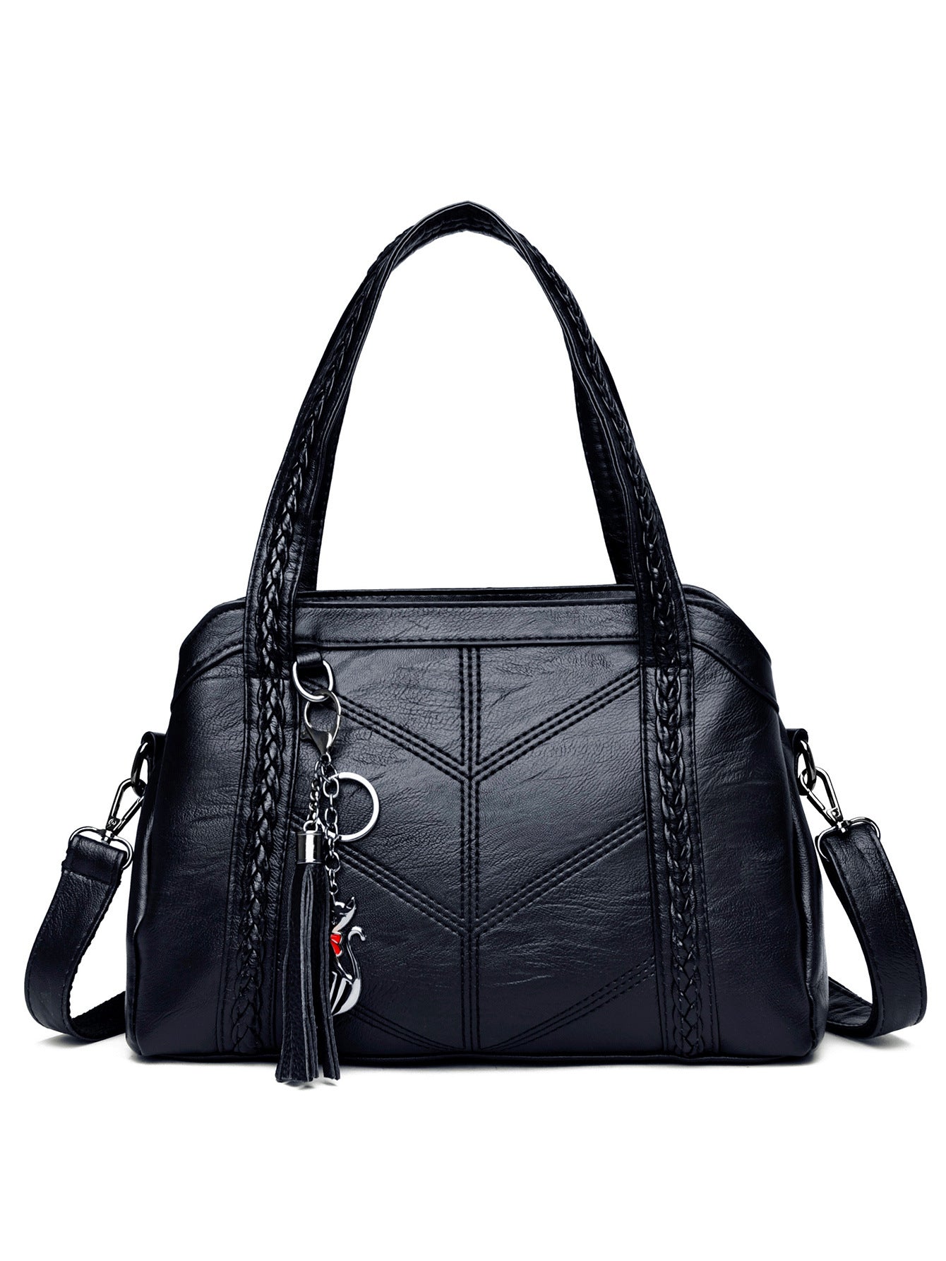 👜💟【50% ОТСТЪПКА】Мека кожена чанта, дамска чанта, голям капацитет, три отделения, водоустойчива и устойчива на надраскване