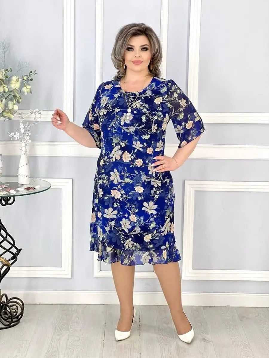 💟【Гореща разпродажба】👗【S-5XL】Летни рокли с флорален принт и обло деколте