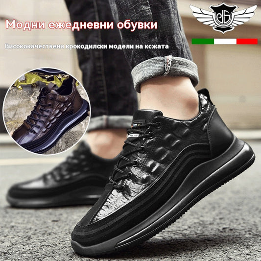 👞【38-48】🐊Луксозни италиански маратонки с крокодилски принт