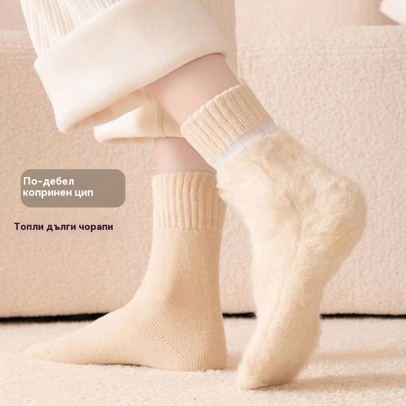 🔥【Купете 3, вземете 3 безплатно】🧦Дебели и топли вълнени чорапи за зимата, супер дебели и топли, еластични, размер 35-42