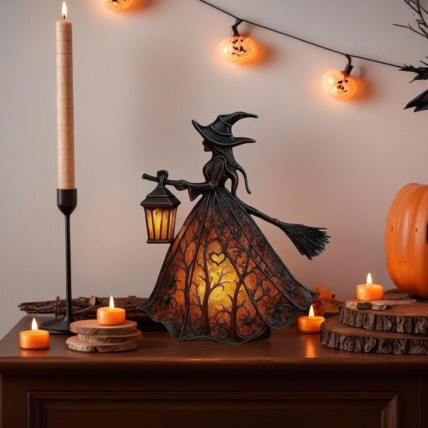 🧙♀️Лампа за вещица за Хелоуин, уникална декоративна фигурка на настолна лампа, подходяща за декорация на дома, верандата, офиса, партита, може да се използва като подарък за Хелоуин.