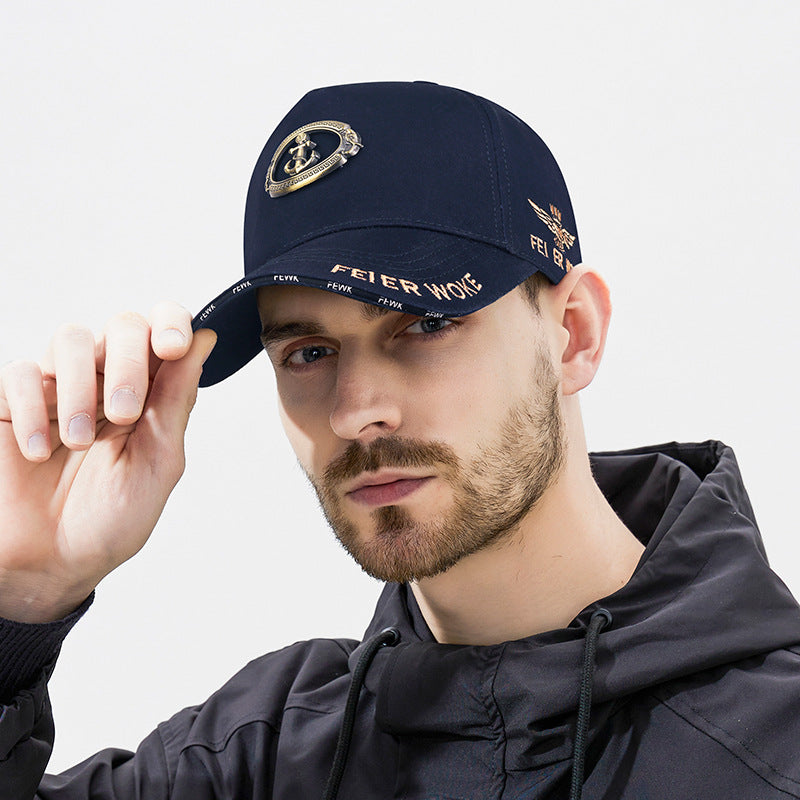 30% ОТСТЪПКА🧢☀️🔥Купете 1, вземете 2 безплатно🔥Оригинална бейзболна шапка с метално лого на Anchor, петпанелен слънчев капак, висока подметка
