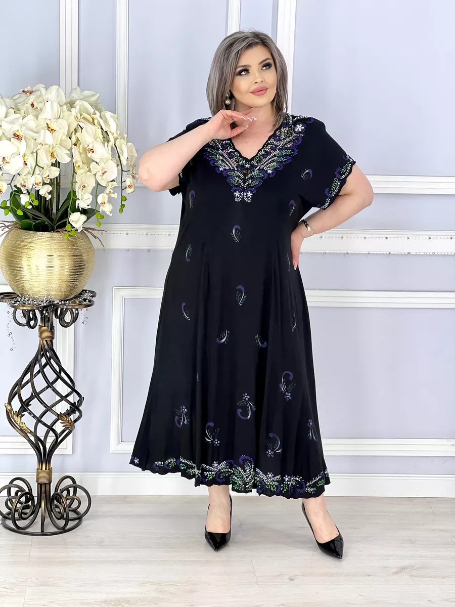 💥【S-5XL】💃 Елегантна рокля с щампа и бродерия 2025