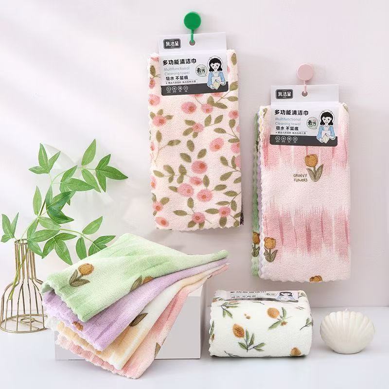 🧼【30 см × 30 см】💢✨ Коралови фланелени кърпи за съдове за домашна употреба