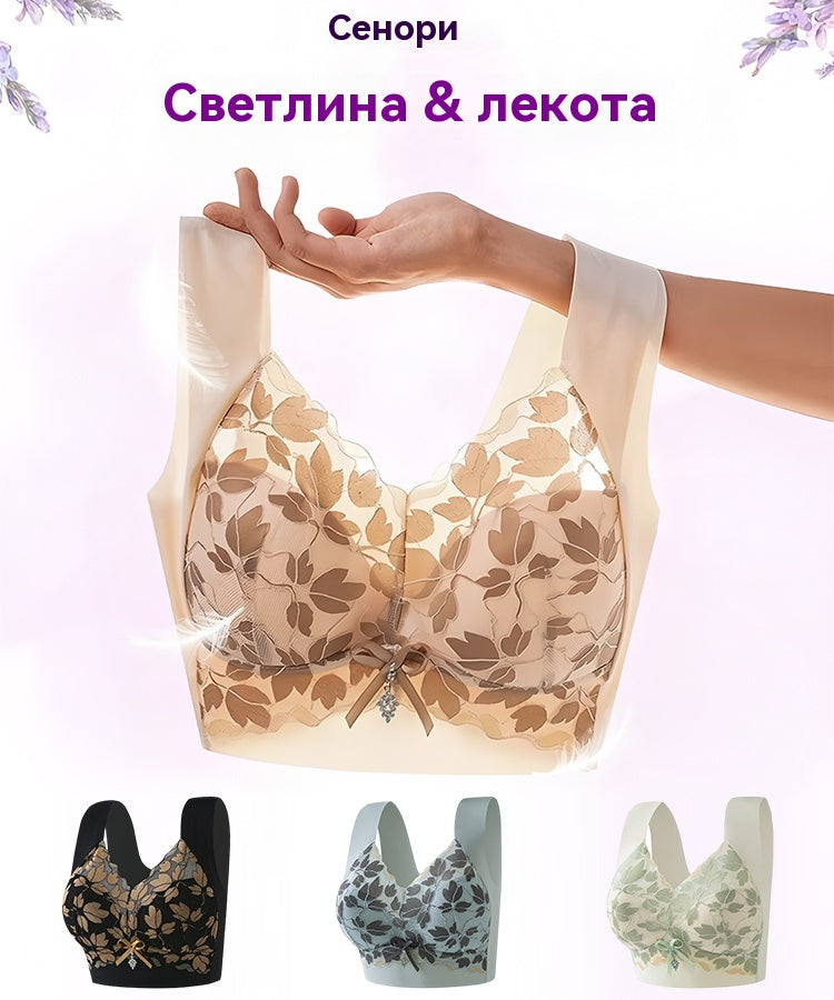 💟【3 бр.】M-4XL Сутиен с дантела, големи размери, без стоманени халки, луксозен красив гръб, секси дишащ безшевен сутиен 【40~100 кг】