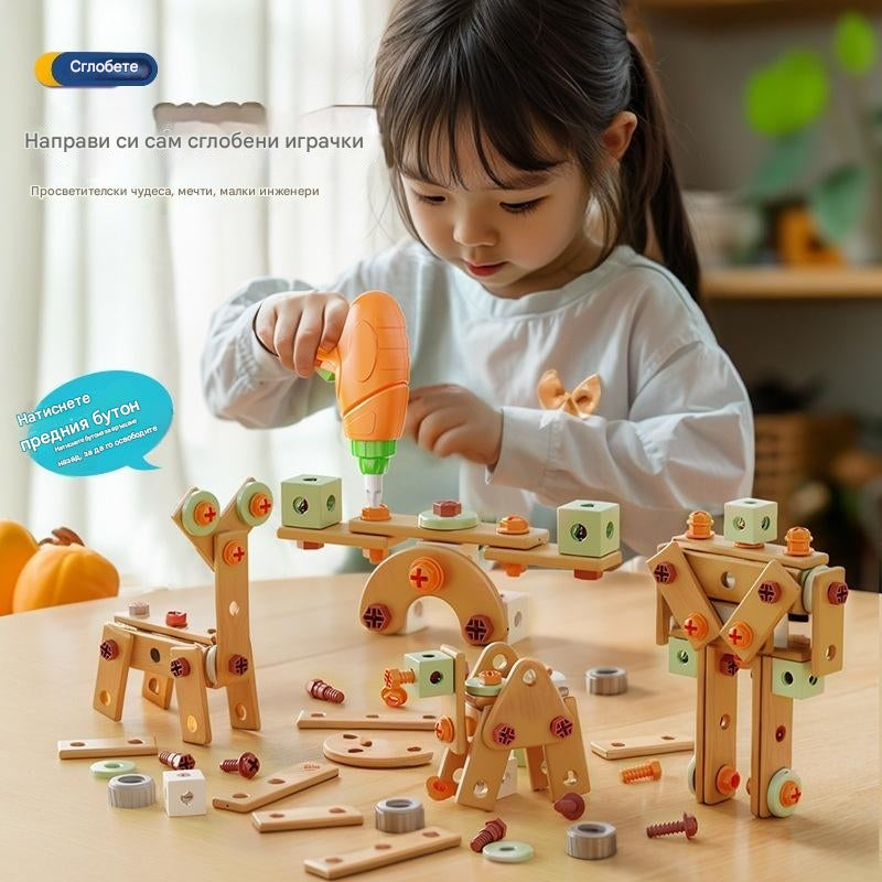 🎁【55/100/144 бр.】Строителни блокове във формата на кутия за инструменти, електрически бормашини, образователни играчки и детски играчки