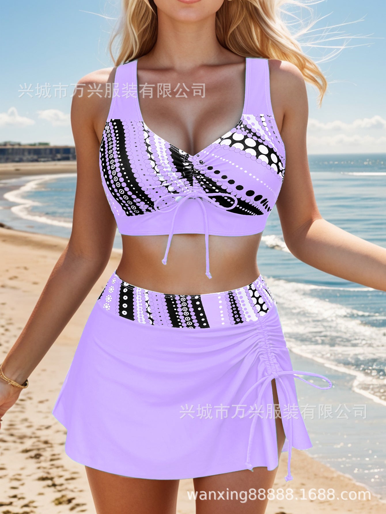 🩱👙【S-2XL】Удобен бански от две части с щампа и панделки