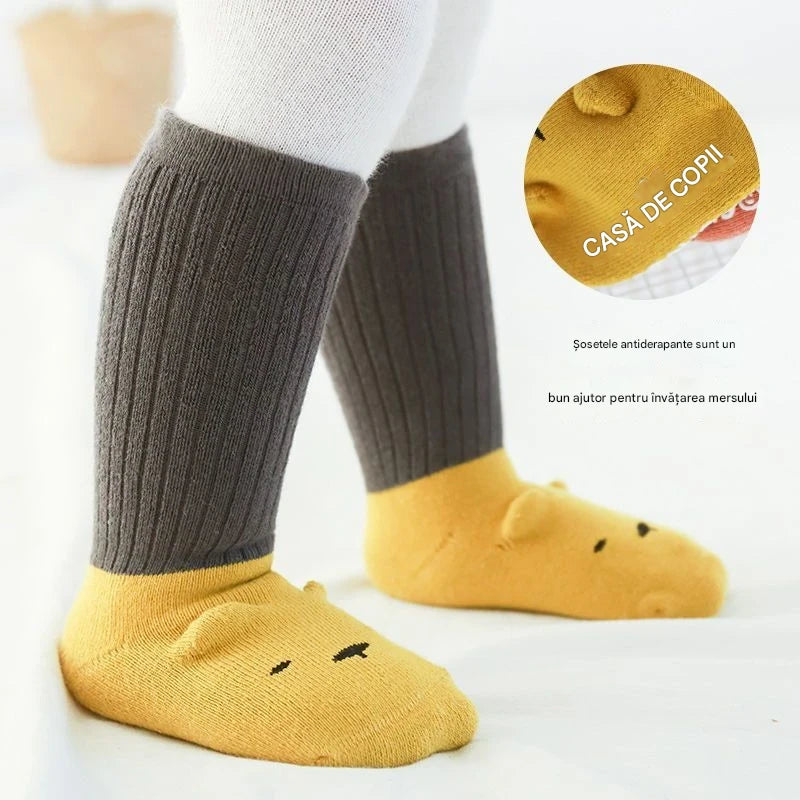 🧦👼Бебешки чорапи от памук, неплъзгащи се, с дълга тръбичка, изработени от удебелен хавлиен плат, за есен и зима