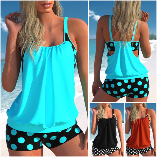 👙【30%OFF】【S-5XL】Дамско двуделно къпане с принт в равна форма