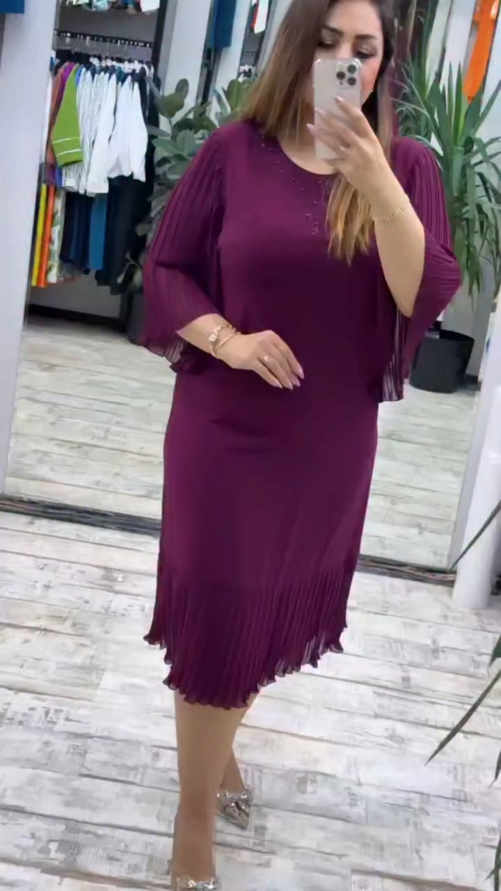 【🥇Супер стойност】(S-5XL) 💋 Висококачествена шифонена рокля, едноцветна