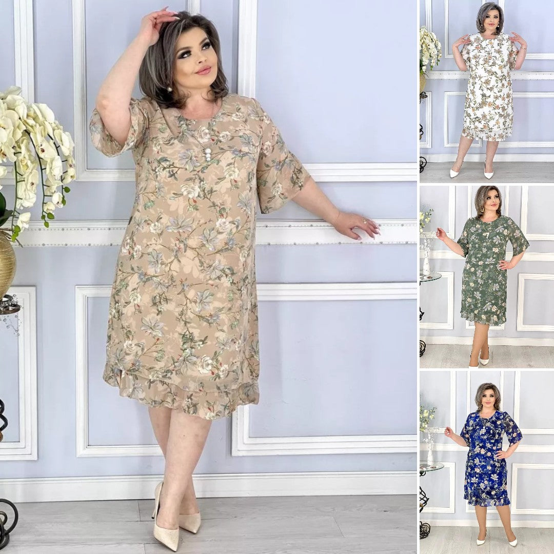 💟【Гореща разпродажба】👗【S-5XL】Летни рокли с флорален принт и обло деколте