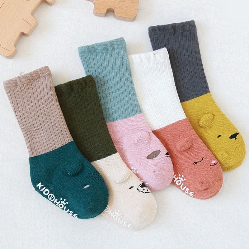 🧦👼Бебешки чорапи от памук, неплъзгащи се, с дълга тръбичка, изработени от удебелен хавлиен плат, за есен и зима