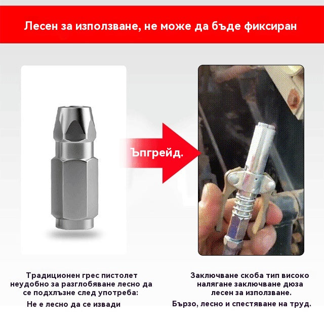 【💥горещи продажби】Дюза за смазване под високо налягане с двойна ръкохватка + маркуч 30 см