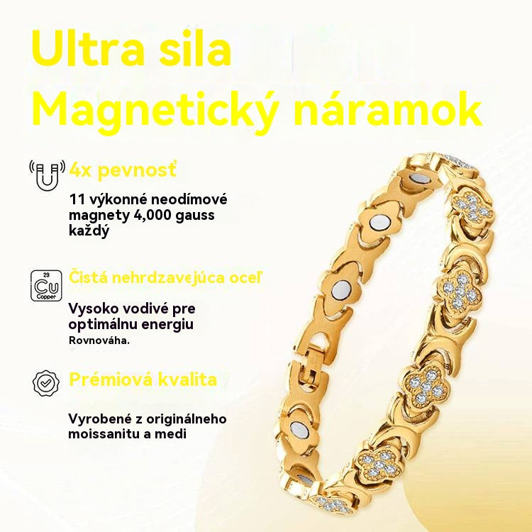 Магнитна гривна Clover Diamond - Открийте тайната си за облекчаване на стреса, магнитно подобряване на благосъстоянието