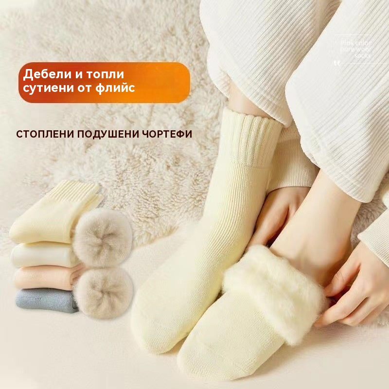 🔥【Купете 3, вземете 3 безплатно】🧦Дебели и топли вълнени чорапи за зимата, супер дебели и топли, еластични, размер 35-42