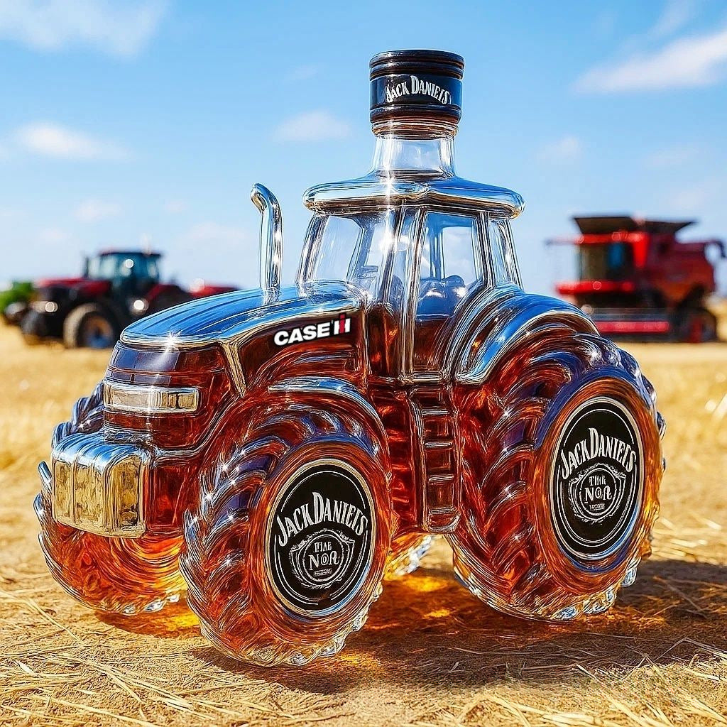 🚜Ретро бутилка вино с селскостопански трактор,🎁🎁Креативни запечатани декорации за бутилки уиски