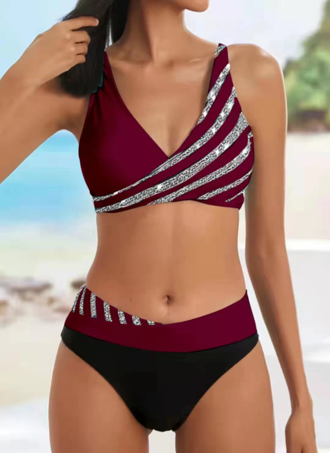 👙【Купете 1, вземете 1 безплатно】👙Дамски комплект бански с щампа, нов, 2025