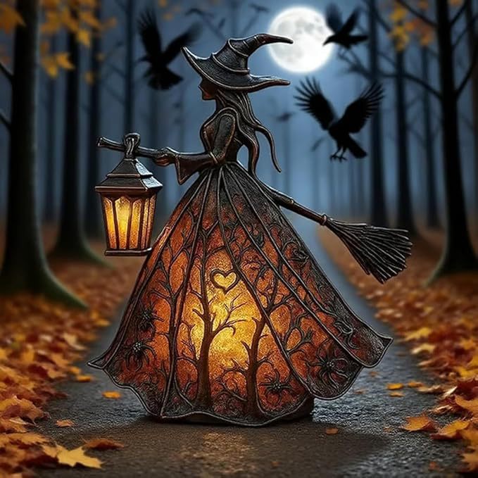 🧙♀️Лампа за вещица за Хелоуин, уникална декоративна фигурка на настолна лампа, подходяща за декорация на дома, верандата, офиса, партита, може да се използва като подарък за Хелоуин.
