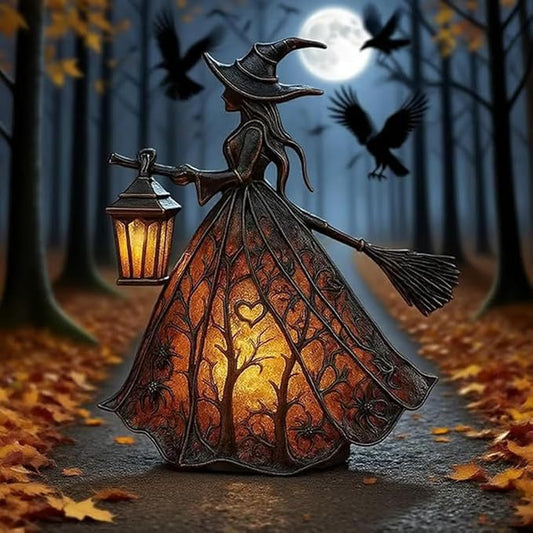 🧙♀️Лампа за вещица за Хелоуин, уникална декоративна фигурка на настолна лампа, подходяща за декорация на дома, верандата, офиса, партита, може да се използва като подарък за Хелоуин.