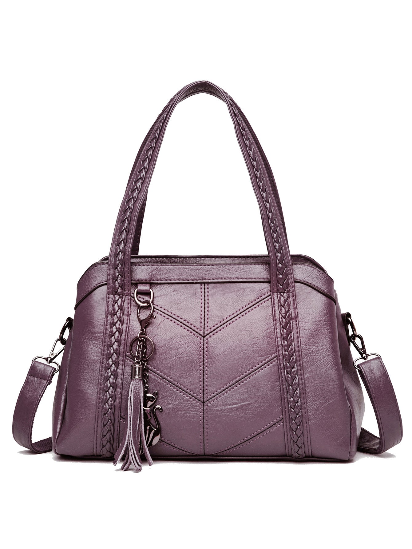 👜💟【50% ОТСТЪПКА】Мека кожена чанта, дамска чанта, голям капацитет, три отделения, водоустойчива и устойчива на надраскване