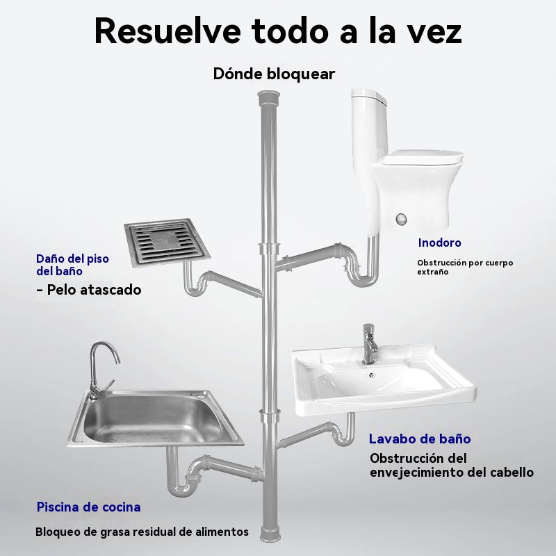 【Compra 3 y llévate 3 gratis】Polvo efervescente limpiador de tuberías|Disuelve grasa y obstrucciones al instante, elimina olores y sarro, no daña las tuberías, reembolso garantizado