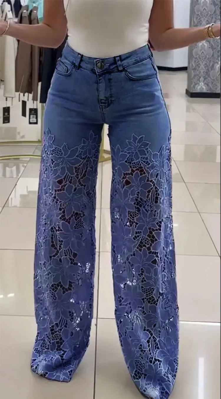 💥 РАЗПРОДАЖБА 💥👖Модерни дънки с дантелени кръпки