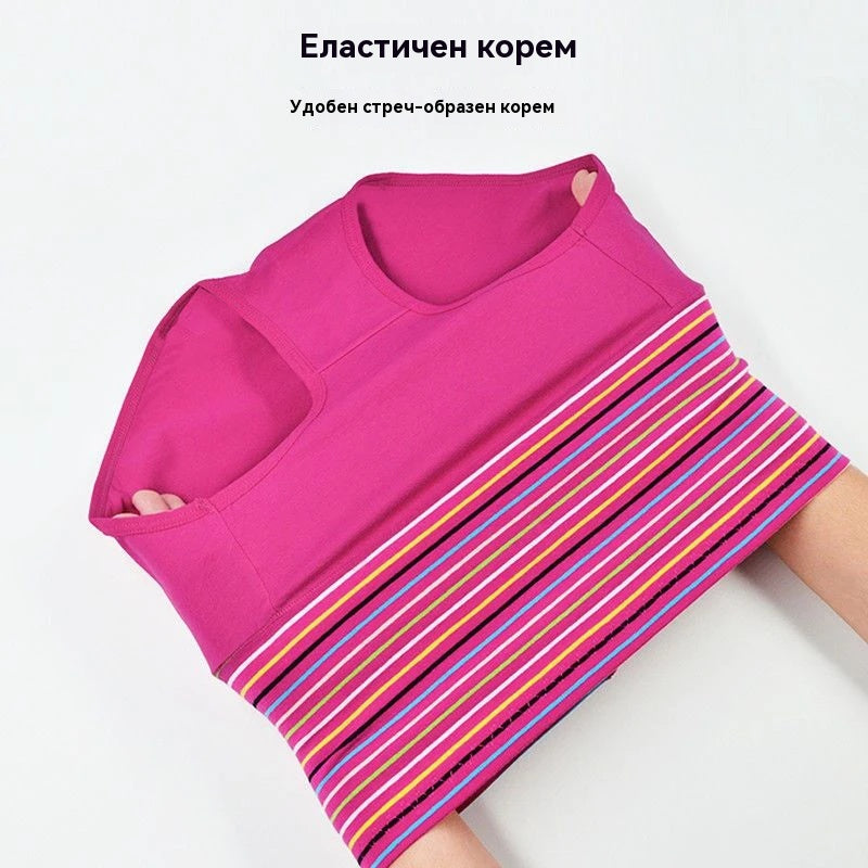 【купете 3 безплатни 3】【XL-3XL】Дамско бельо от раиран памук с висока талия и контрол на корема