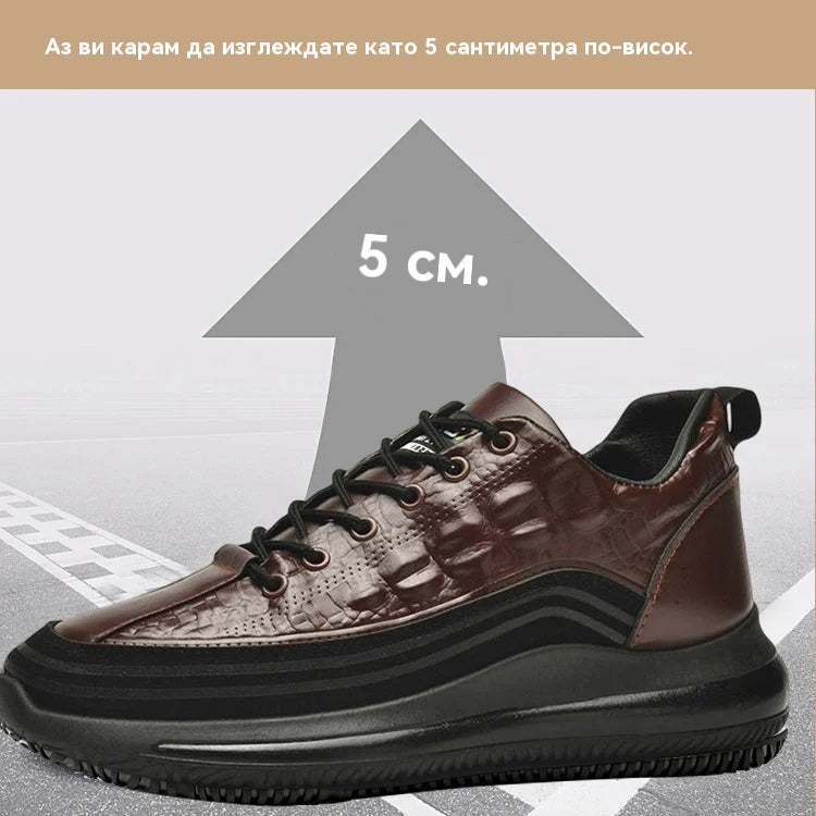 👞【38-48】🐊Луксозни италиански маратонки с крокодилски принт